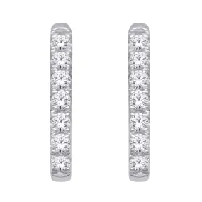 10K White Gold 1/4 Ct.Tw.Diamond J Hoop Earrings