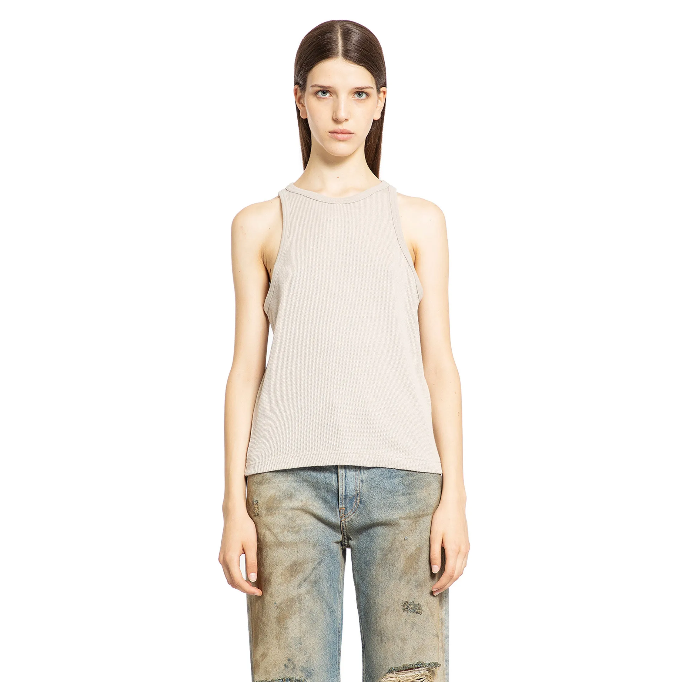 ACNE STUDIOS WOMAN GREY T-SHIRTS & TANK TOPS