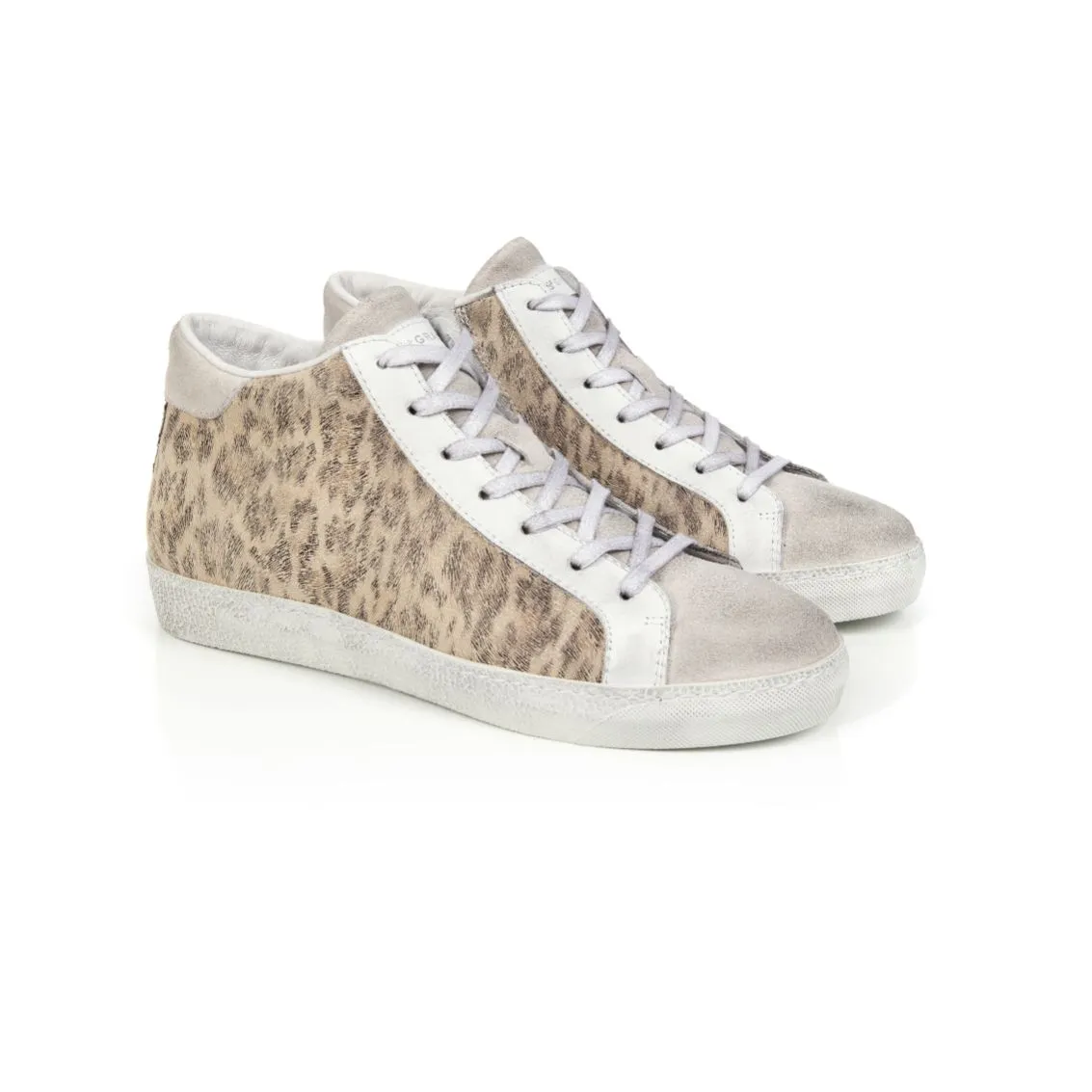 Alto: Leopard & Metallic High Top Trainers