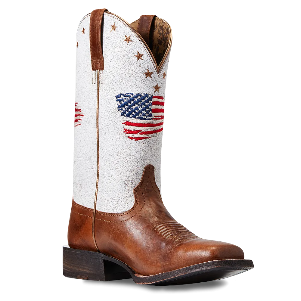 Ariat Ladies Circuit Patriot Crackle White Square Toe Boots 10040400