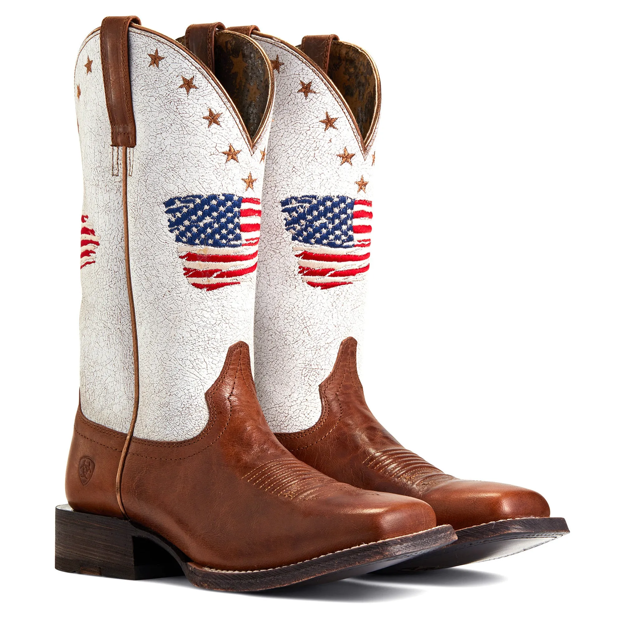 Ariat Ladies Circuit Patriot Crackle White Square Toe Boots 10040400