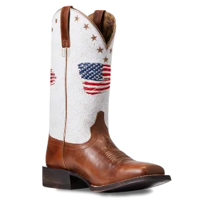 Ariat Ladies Circuit Patriot Crackle White Square Toe Boots 10040400