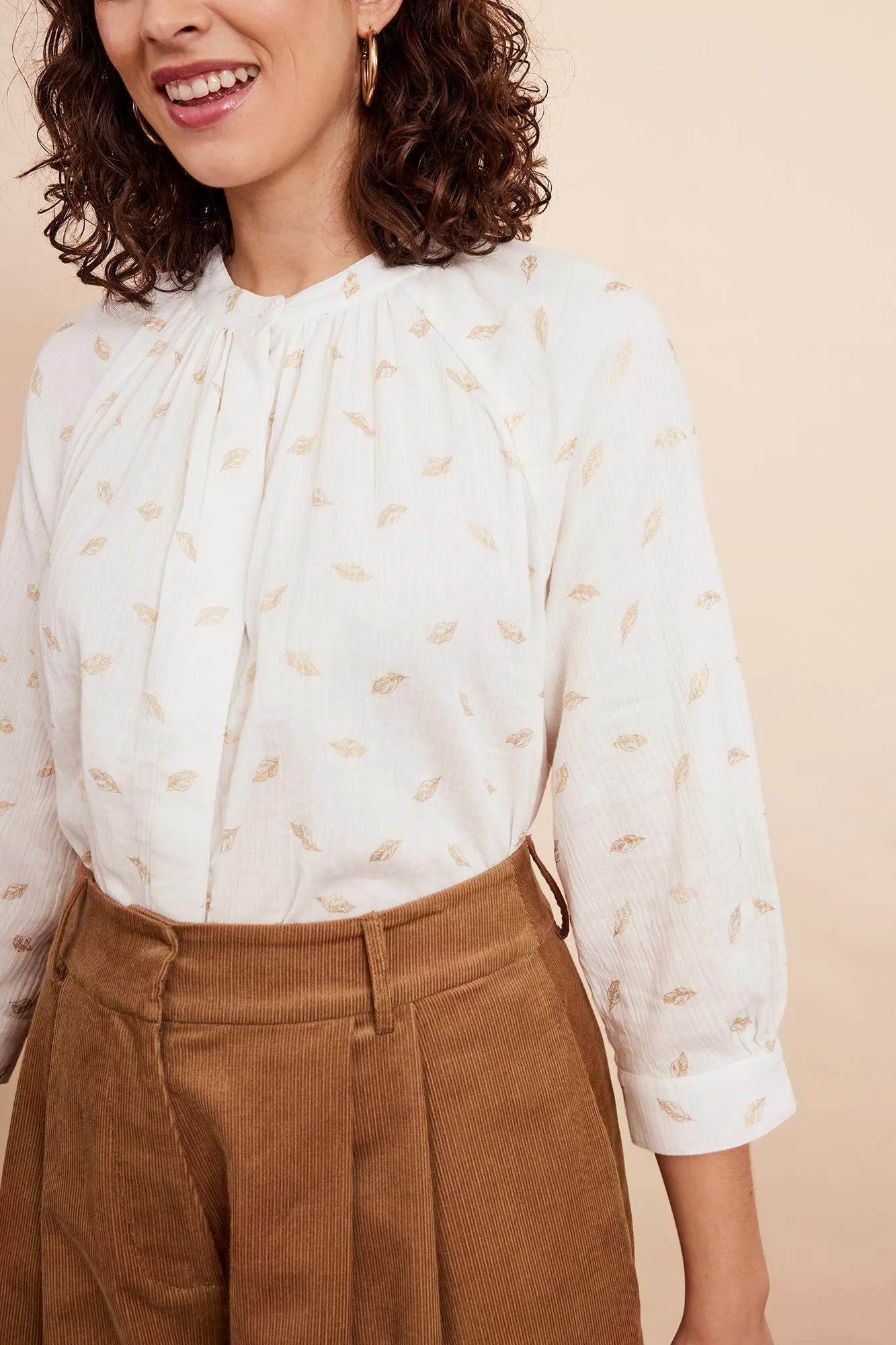 Bianca Gold Leaf Double Cloth Blouse