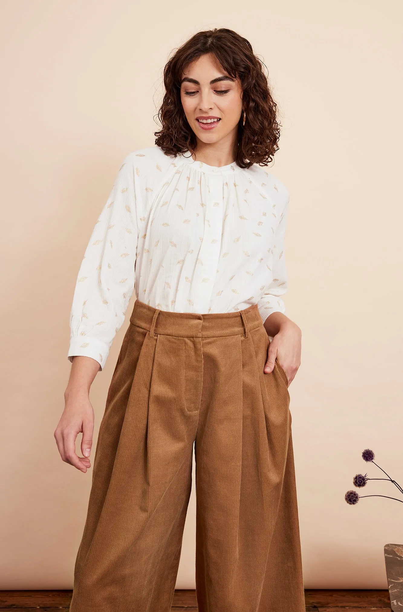 Bianca Gold Leaf Double Cloth Blouse