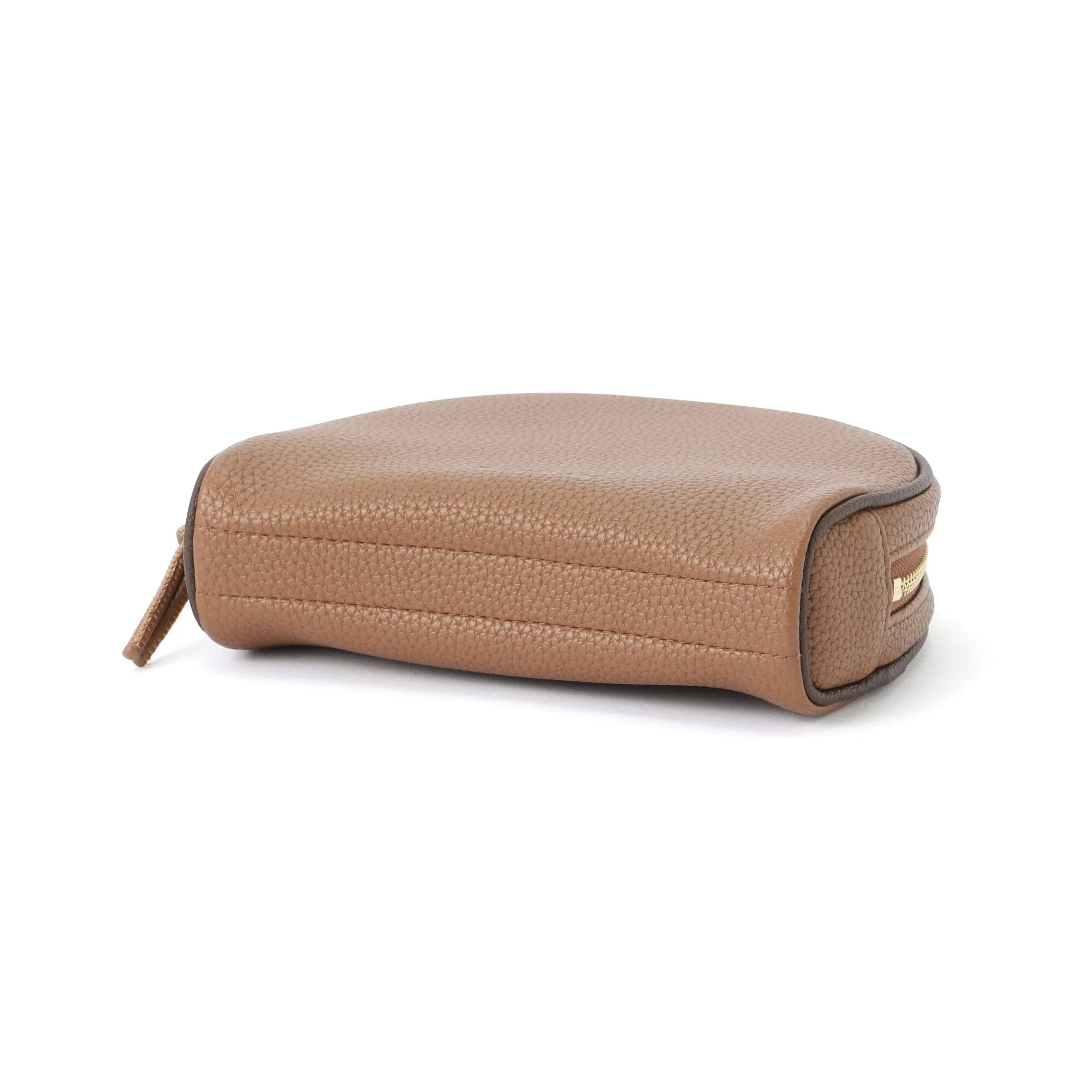 Bicolor Round Pouch Brown