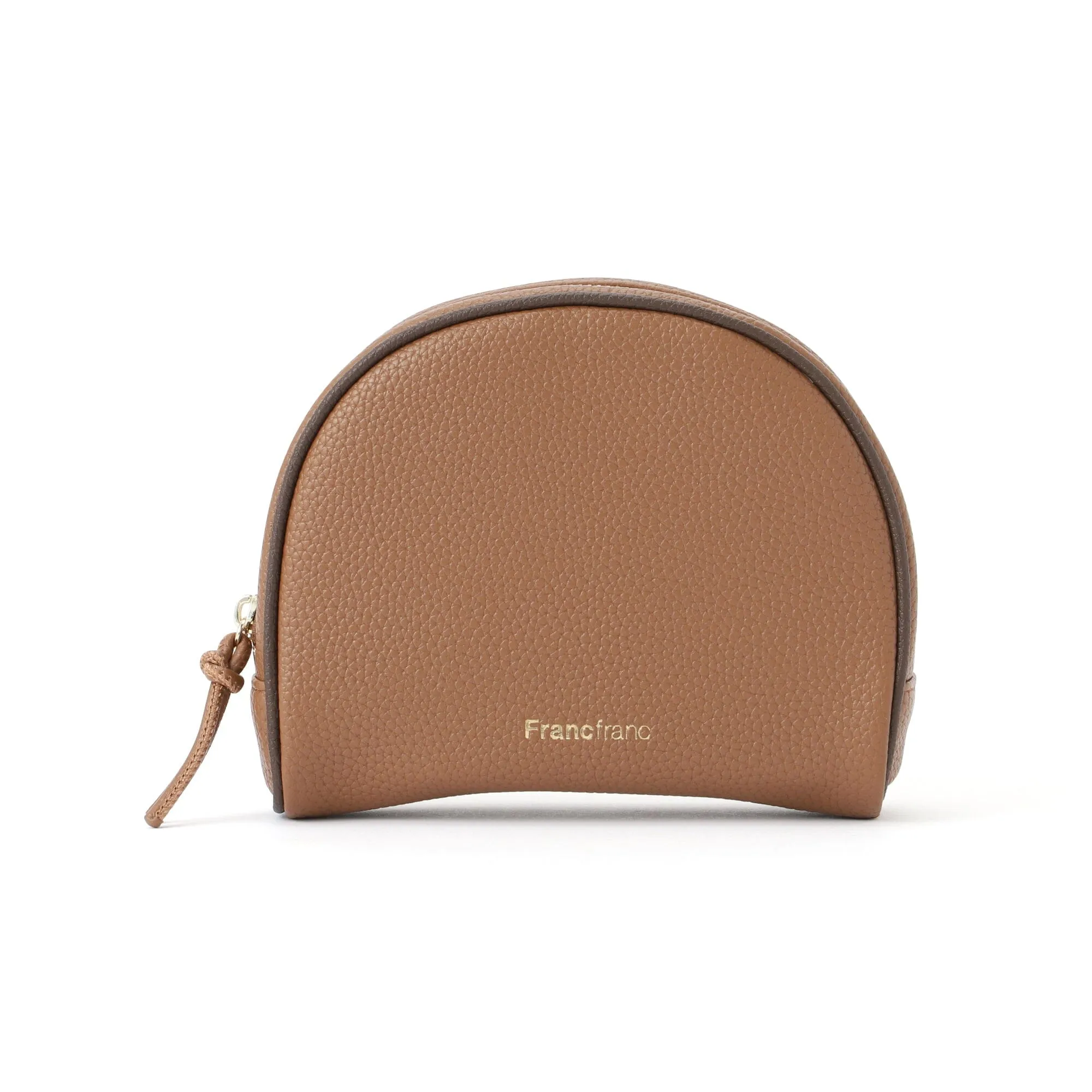 Bicolor Round Pouch Brown