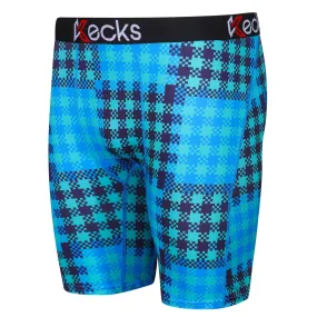 Cyan Plaid Mens Boxer Shorts