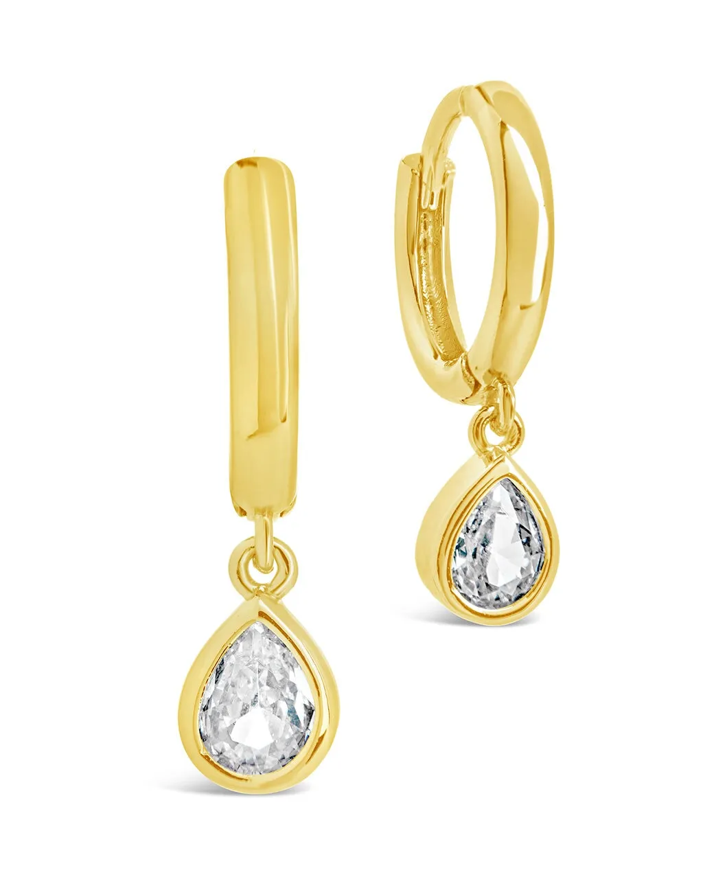 CZ Tear Drop Micro Hoop Earrings