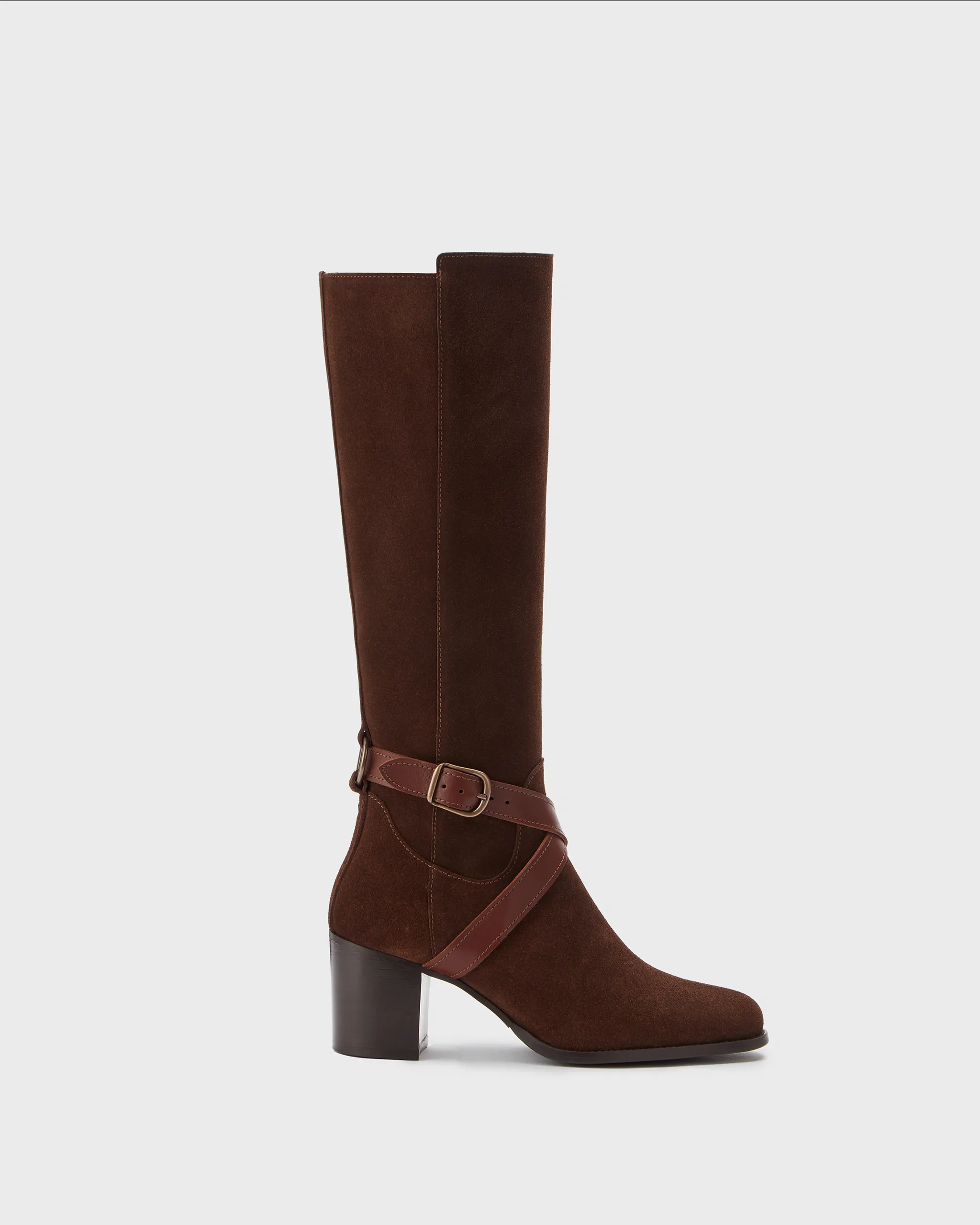 Easton Knee High Boots in Brown Suede