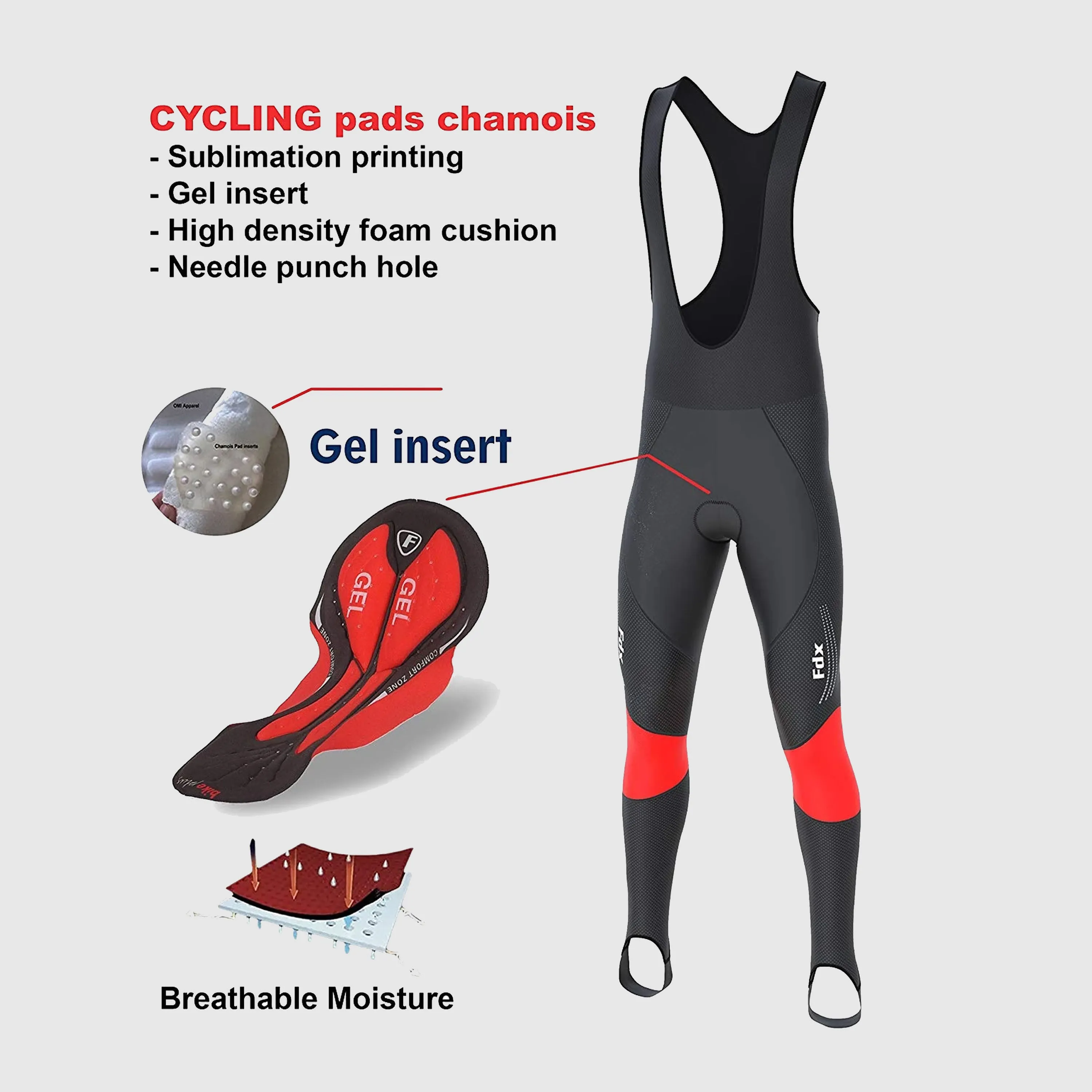 Fdx Men's & Boy's Set Thermodream Thermal Roubaix Long Sleeve Cycling Jersey & Bib Tights - Red