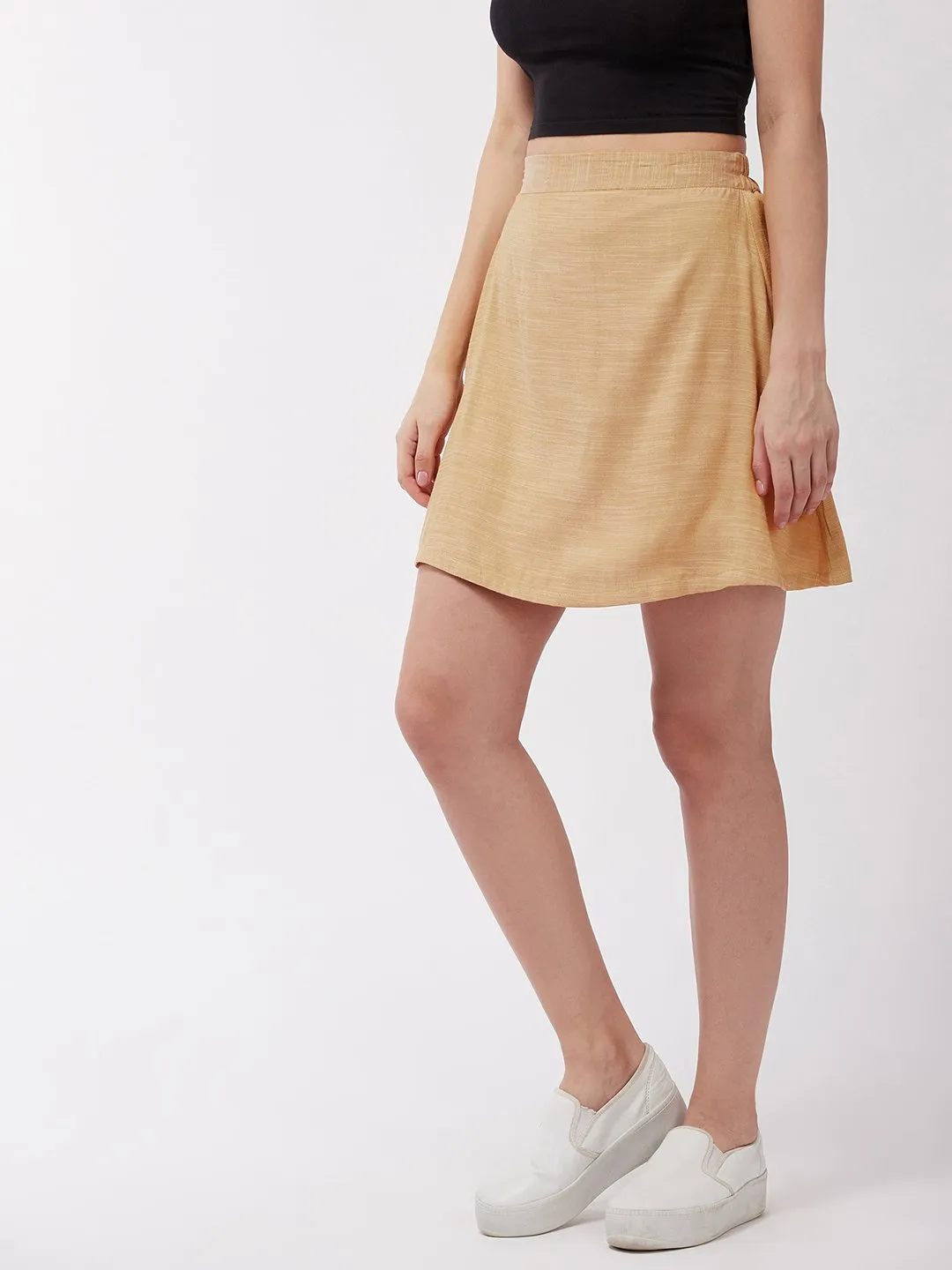 Flaxen Yellow Short Skirt