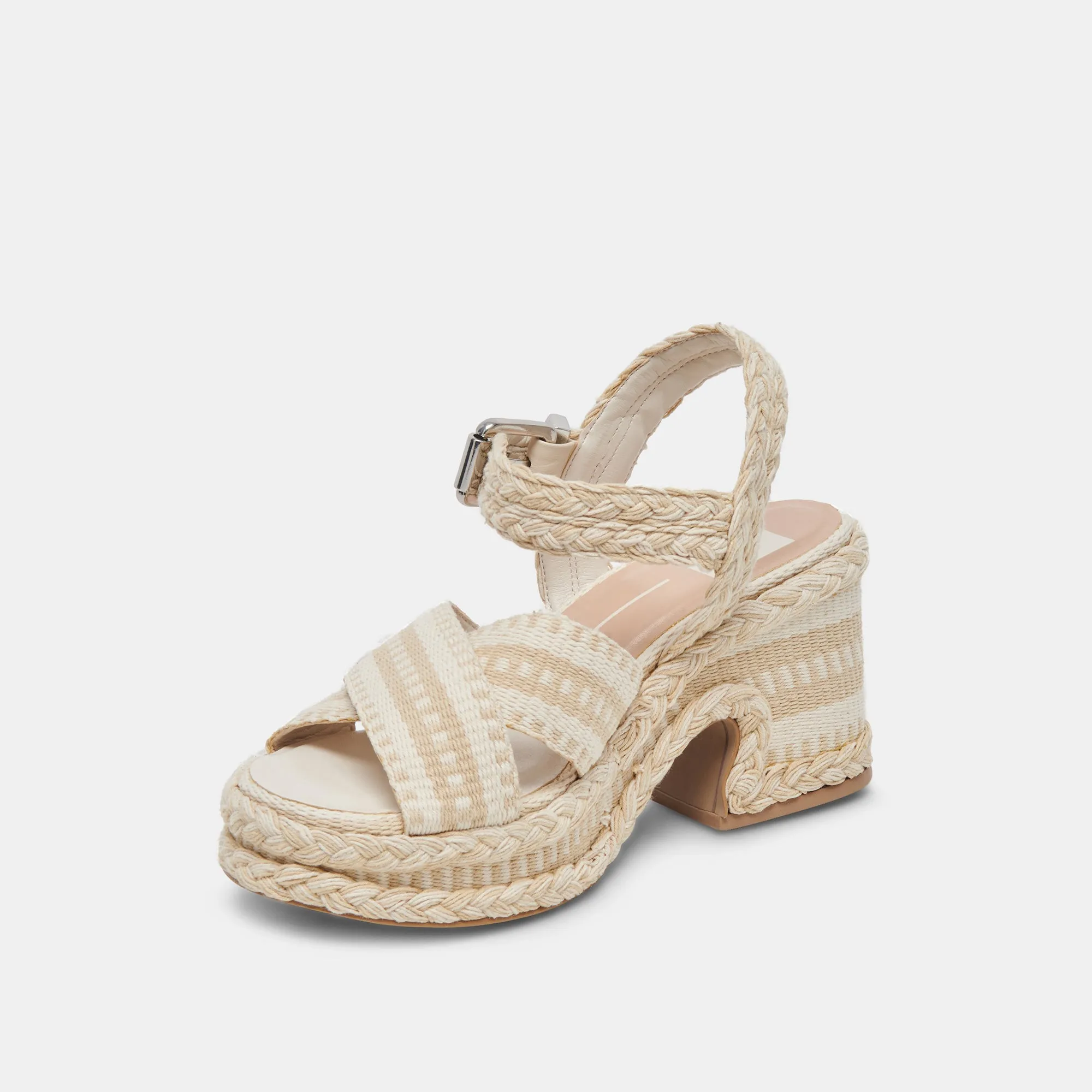 GRAYCE HEELS NATURAL MULTI WOVEN