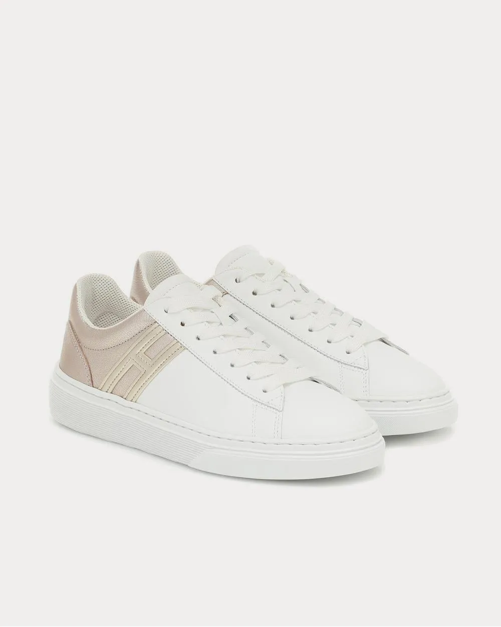 H365 leather Bianco Salmone Low Top Sneakers