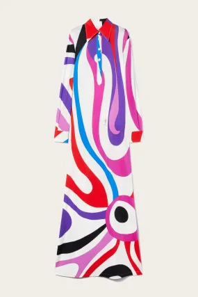 Marmo-Print Long Dress