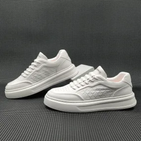 Men Minimalist Embossed Breathable Leather Casual Shoes