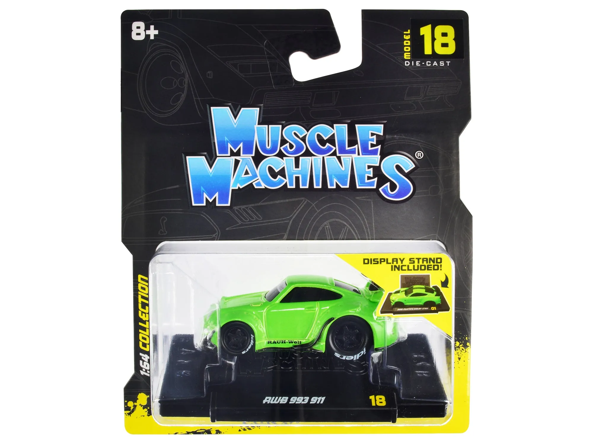 RWB 911 993 Bright Green RAUH-Welt BEGRIFF 1/64 Diecast Model Car by Muscle Machines