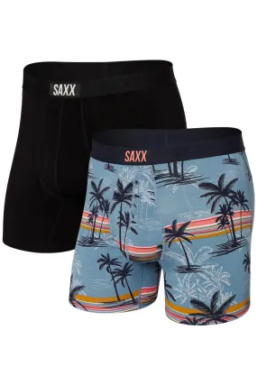 SAXX Ultra Boxer Brief 2 Pack SXPP2U-EVL (Beach Vibe Stripes/Black)