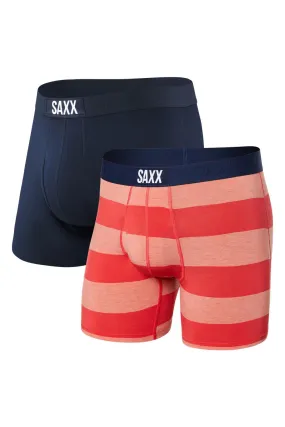 SAXX Ultra Boxer Brief 2 Pack SXPP2U-RON (Red Ombre Rugby/Navy)