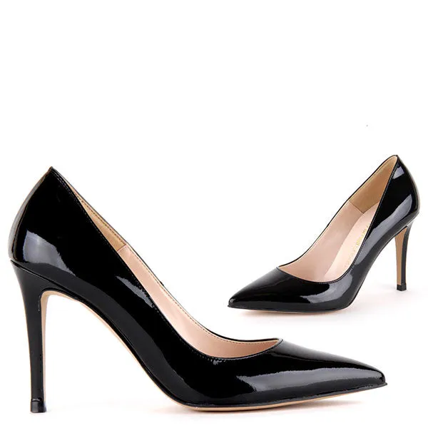 *UK size 1 - BRAMARE - black patent, 9cm heels