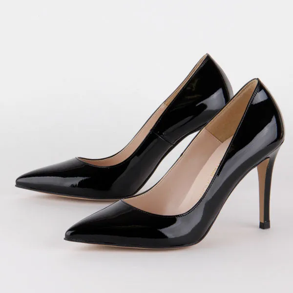 *UK size 1 - BRAMARE - black patent, 9cm heels