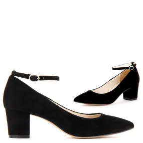 *UK size 13 - COURTNEY SUEDE - black, 5cm heels